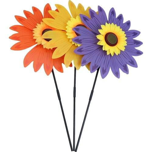 Double Layer Sunflower Windmill Wind Spinner Kids Toys Yard Garden Decoration