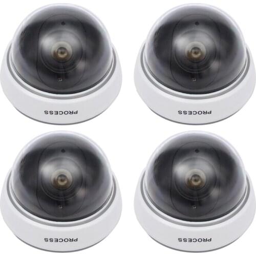 4Pcs Fake Camera Dome Simulation Camera Home Camera Webcam Led Light Indoor Outdoor Surveillance Cctv for Warning