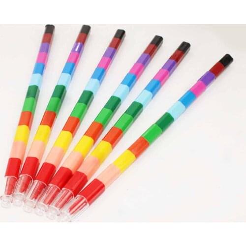 6 Pcs/lot Crayon Creative Building Blocks Crayon Cute Kawaii Graffiti Pens For Painting Korean Stationery Student for kids