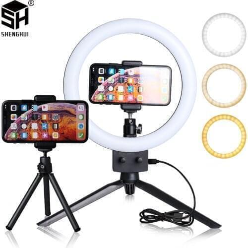 SH 9inch/23cm Selfie Ring Lights With Tripod Stand Led Lamp Usb Charge Dimmable Photography Light For Photo Photography Studio