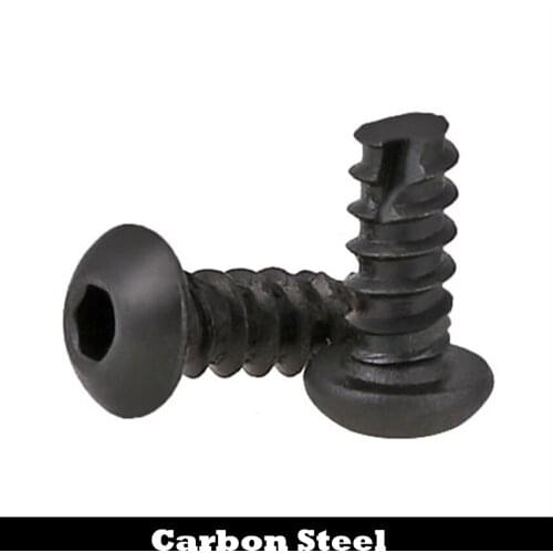M2.6 M2.6*8/10/12/16 8.8 Grade Black Carbon Steel Pan Oval Head Cutting Thread Hex Hexagon Socket Self Tapping Screw