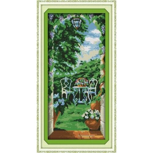 Courtyard scenery cross stitch kit lanscape garden 14ct 11ct count printed canvas stitching embroidery DIY handmade needlework