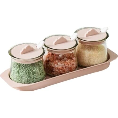 Kitchen Spice Jar Set with Lid Household Storage Box Salt Pepper Shaker Seasoning Jar Container