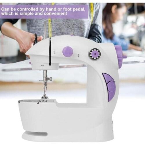 Mini Handheld Pedal Sewing Machines 2 Speed Double Thread Multifunction Electric Automatic Tread Rewind Household Sewing Machine