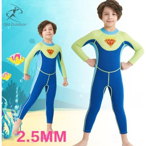 2.5mm neoprene one-piece wetsuit for kids UPF50 + sun protection boy diving suit Swimsuit
