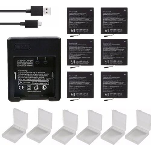Xiaoyi yi Original yi 4K action battery pack + USB Dual for xiaomi yi lite battery Charger For xiaomi yi action camera 4 k
