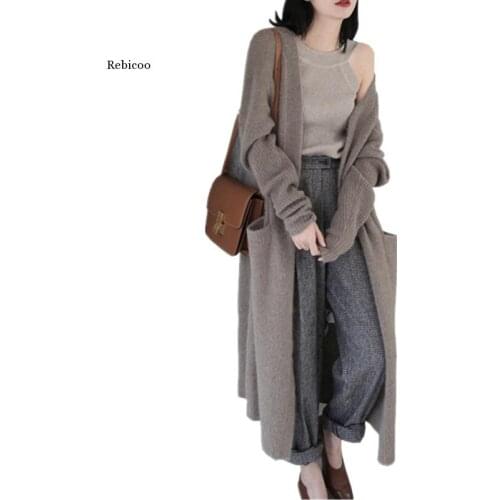 Autumn Winter Women Long Cardigan New Cashmere Sweater Coat European Style Cardigan Fashion Sweater Knitted Sweater