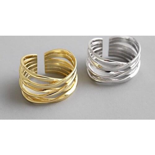 Open Ring for Women INS Minimalist Irregular Wave Pattern Gold Color Jewelry Bijoux Birthday