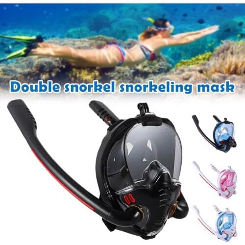 Full Face Snorkel Mask with Detachable Camera Mount 180 Degree Panoramic HD View Anti-Fog Anti-Leak Snorkeling Gear Mergulho