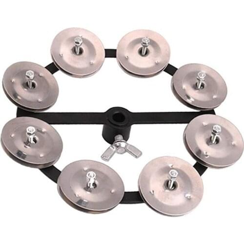 Portable Percussion Hi-Hat Tambourine with Row Alloy Jingles Drum Set Musical Accessories