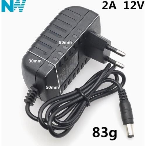 12V2A AC 100V-240V Converter Adapter DC 12V 2A 2000mA Power Supply EU Plug 5.5mm x 2.1-2.5mm for LED CCTV