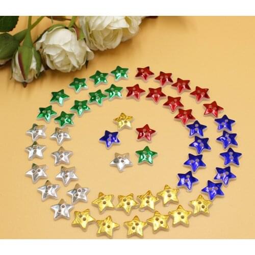 100Pcs/lot Random Mixed colourful Christmas star buttons Sewing Buttons 2 Holes Decorative accessories Supplies Accessories