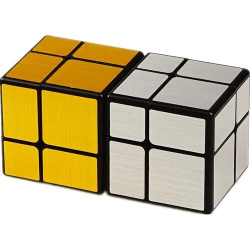 QiYi Mirror 2x2 Magic Cube Puzzle Speed Magic Cube Golden/Silver Sticker Cube Toys For Children