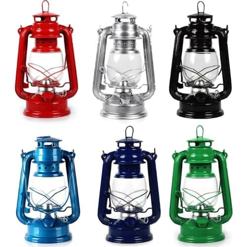 Retro Classic Kerosene Lamp Dimmable Lanterns Wick Vintage Portable Camping Light QX2E