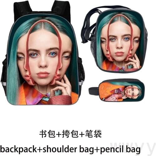 Billie Eilish Brand Backpack For Girls Princess Schoolbag Bookbag Fashion Backpack Childrens School Bag 3pcs set