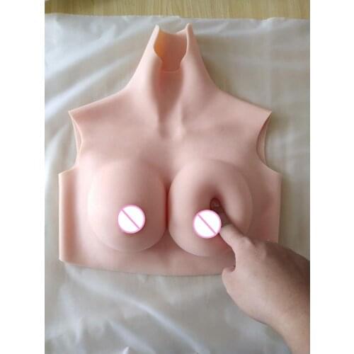 C CUP Short High Collar Neck Fake Artificial Boob Realistic Silicone Breast Forms Crossdresser Shemale Transgender Drag Queen 4G