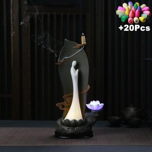 Sandalwood Incense Burner Backflow Incense Conese Censer Flowing Water Rockery Landscape Feng Shui Ornaments Creative Home Decor