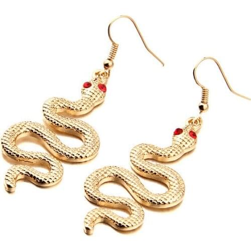 Retro Punk Snake Earrings Animal Earrings Womens Statement Jewelry Gold European and American New Womens Fashion Personality