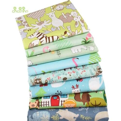 Chainho,Green Cartoon Series,Printed Twill Cotton Fabric,Patchwork Clothes,DIY Sewing &Quilting Material For Baby&Children,Meter