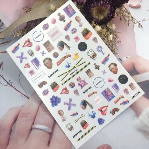 Japanese Style Nail Stickers Traceless Women Girl Nail Decals Paper Sticker Nail Decoration Caton Girls &Butterflies Hot Sell