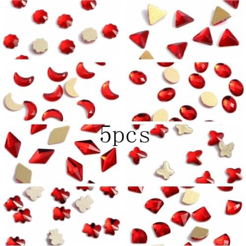 Nail Rhinestones 5pcs Glass Rhinestone For Nail Art Decorations Flatback Nail Stickers DIY Craft Art Charm Stones