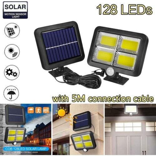 128 LED Solar Light Outdoor Solar Powered Sunlight For Outdoor Garden Security Night Wall Split Solar Lamp Split Light Dropship