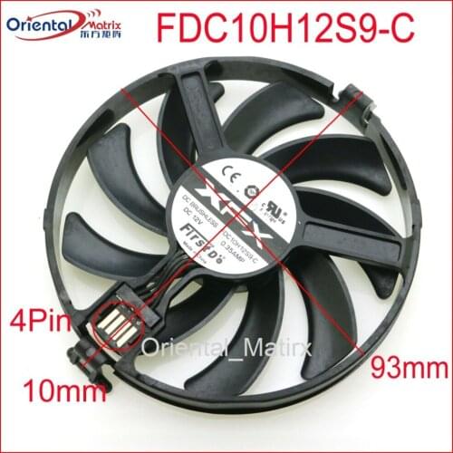 Free Shipping FDC10H12S9-C 12V 0.35A 93mm VGA Fan For XFX RX480 RX470 R9 370X 380X Graphics Card Cooling Fan 4Pin