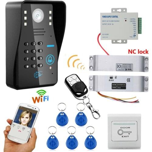 MOUNTAINONE 720P Wireless WIFI RFID Password Video Door Phone Doorbell Intercom System Night Vision Electric Drop Bolt Lock