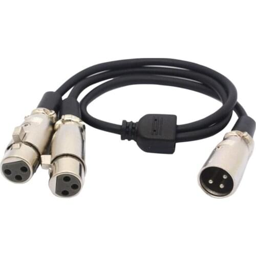 XLR Male Plug To Dual XLR Female Jack Mic Audio Connector Cable Adapter 1.5ft/50cm