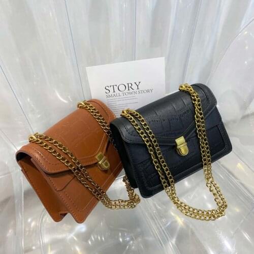 Fashion Women PU Leather Alligator Pattern Shoulder Underarm Crossbody Messenger Bag Ladies Vintage Chain Small Handbag