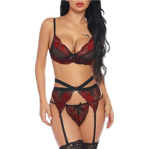Women Sexy Lingerie Plus Size Lace Bra Garter Thong Set Porno Erotic Sexy Underwear Babydoll Costumes Langerie Lenceria Mujer