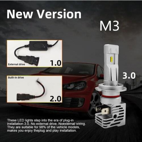 1pair New M3 Car LED Headlight H11 H4 H7 Car LED Headlight Bulb Kit 90W 16000LM High Power ZES Light Bulbs 6500K White Light