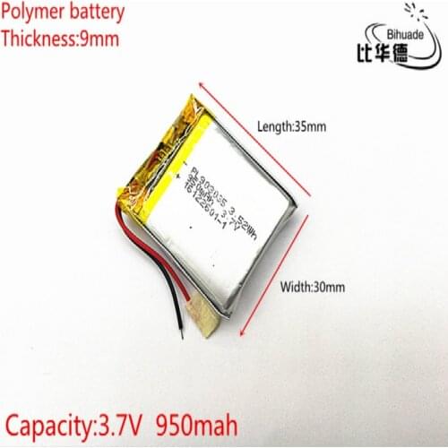 1pcs/lot 903035 3.7V 950mAh 903033 Universal Li-ion battery for tablet pc Mp3 MP4 MP5 GPS mobile bluetooth