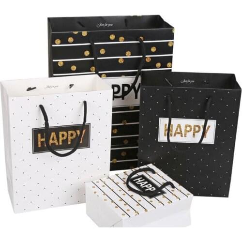 10PCS Letter Dot Paper Gift Bag with Handle 15X7X14cm Wedding Birthday Party Gift Package Bags Christmas Wholesale