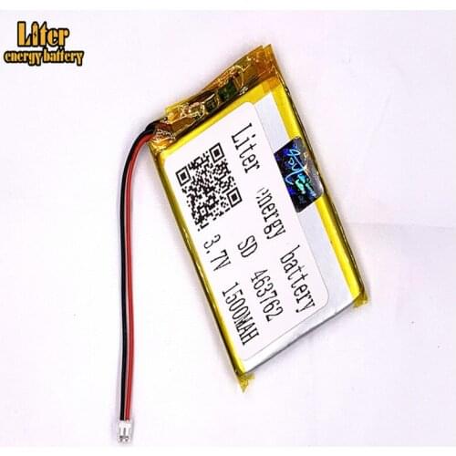 1.5MM 2pin connector 463762 1500mah 3.7V li-ion battery for e-books GPS PDA Car recorder Recreational machines