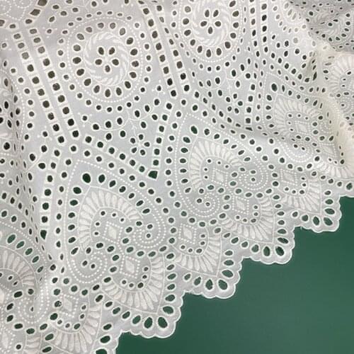Hollow-Out Cotton Cloth Embroidered Lace Fabric Handmade DIY Womens Clothes Baby Dress Accessories Width 130cm CR2499