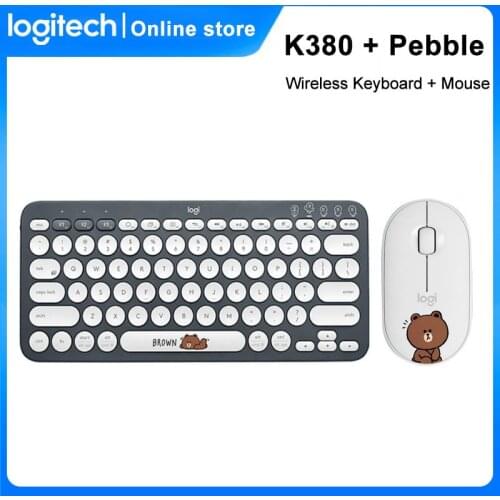 Logitech K380 Bluetooth Wireless Keyboard For Multi-Device Logitech Pebble Wireless Mouse For Windows Pad Android Linefriends