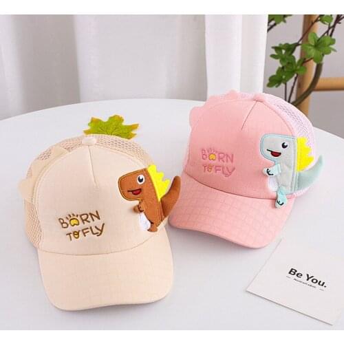 Summer Sunshade Net cap Boys And Girls Like The New Blue And Pink Dinosaur Pattern Baseball Caps For Children