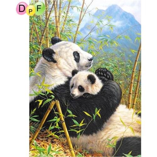 DPF DIY Gift Diamond Embroidery crafts Panda mon and son 5D full Round Diamond Painting Magic Cube Cross Stitch Mosaic Decor