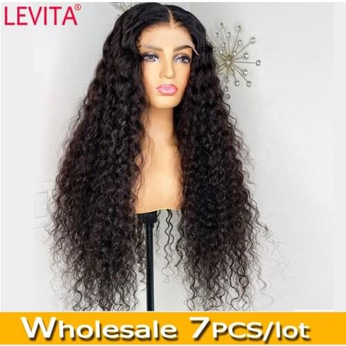 LEVITA 7 pcs/lot wholesale afro kinky curly human hair wig 4×4 lace closure wig Brazilian lace front human hair Wigs for women