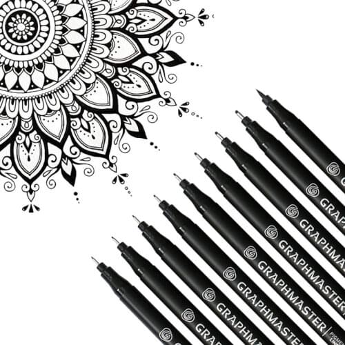 6/9 Pcs/Set Drawing Liner Black Ink Liners for Drawing Waterproof Micron Pen for Lettering/Calligraphy Marker Set Stationery