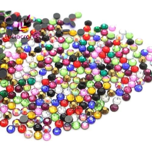 Lucia crafts 1440pcs/lot BLING Crystal mixed COLOR hot fix Flatback Rhinestones Gems for DIY Garment G0111