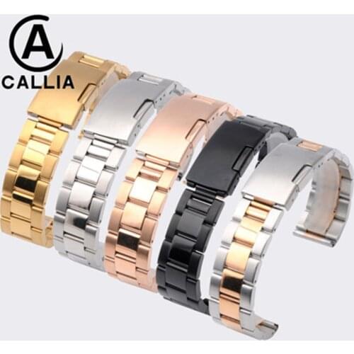 26mm 28mm 30mm 32mm 24mm Metal Watch Band Premium Solid Stainless Steel Watch Bracelet Straps Men Women Black/Silver WristBand