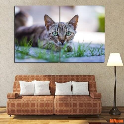 Cute Little Wildcat 2 Pieces/Set Modular Pictures Home Decor Modern Printing Type Canvas Painting Living Room Wall Poster