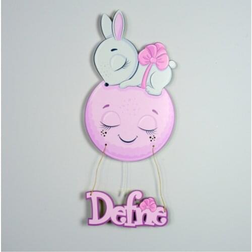 Little Cute Rabbit Model Sitting on the Moon in Childrens Room wall lamps acrylic minimalist sconce lamp children LED wall