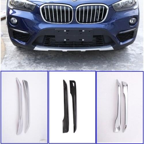 2pcs ABS Chrome For BMW X1 F48 2016 2017 2018 2019 Car Front head Fog Lamp Cover Trim Molding Accessories
