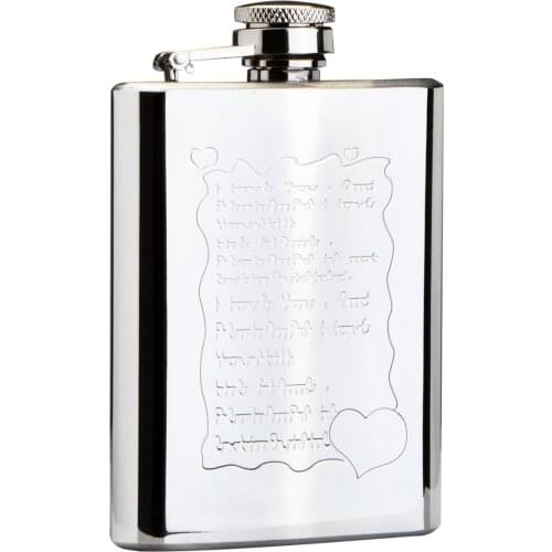 German technology stainless steel flask,portable slove letter 4 ounces flat hip flask Drink Set