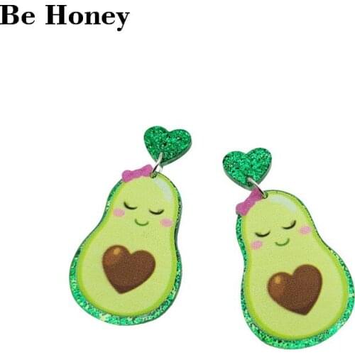 Niu You Guo Wawa Cute Baby Avocado Dangle Earring 2021 New Arrivals Furit Series Jewelry for Woman