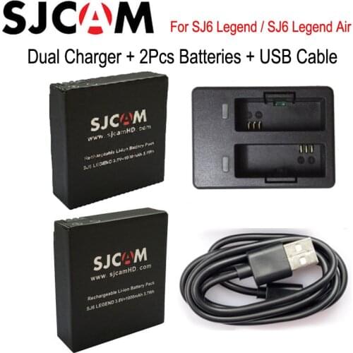 Original SJCAM SJ6 Legend Battery (2pcs Batteries + Dual Charger)1000mAh Rechargeable Li-ion Battery for SJCAM SJ6 Action Camera