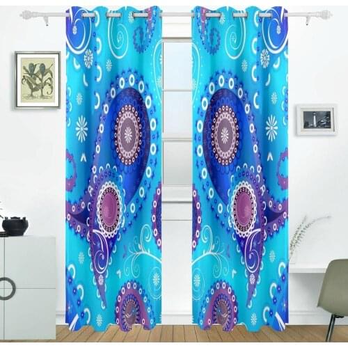 Paisley Curtains Drapes Panels Darkening Blackout Grommet Room Divider for Patio Window Sliding Glass Door 55x84 Inches